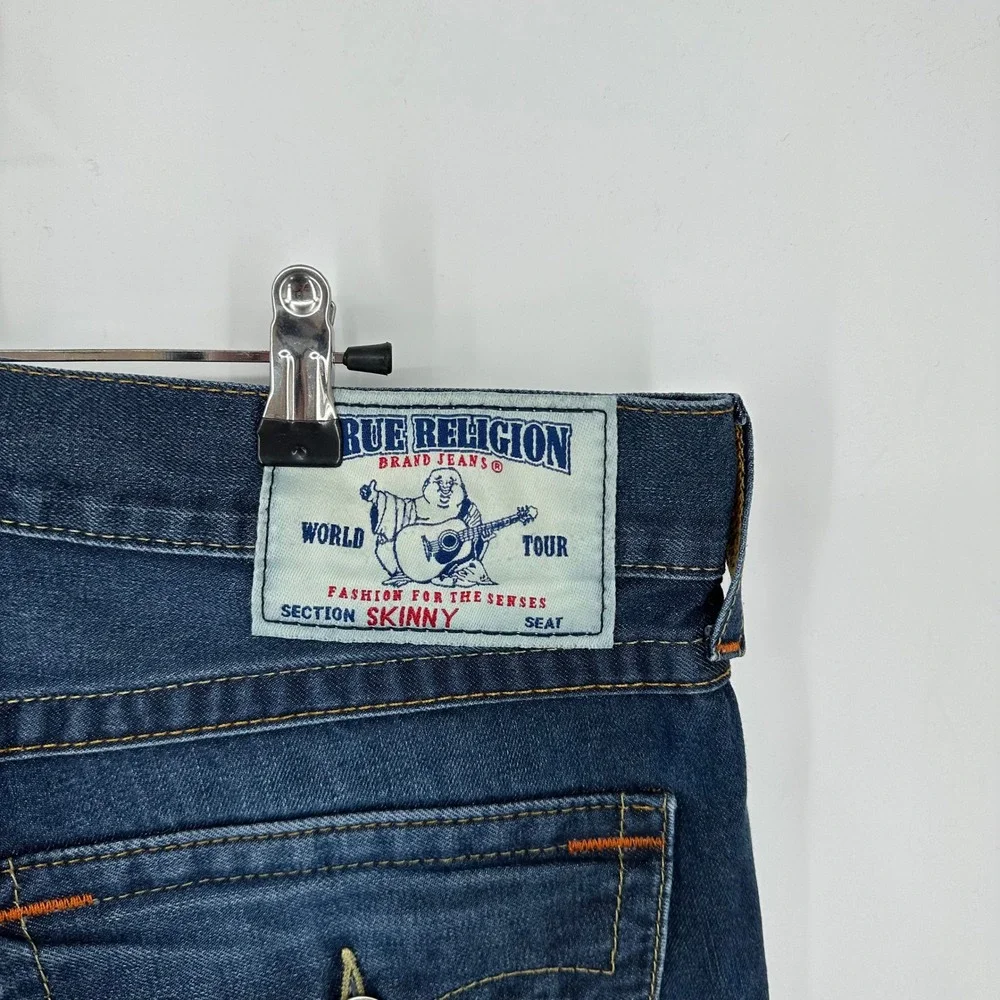 True Religion Mens Skinny Seat Flap Jeans‎ Dark Wash Denim Size 36